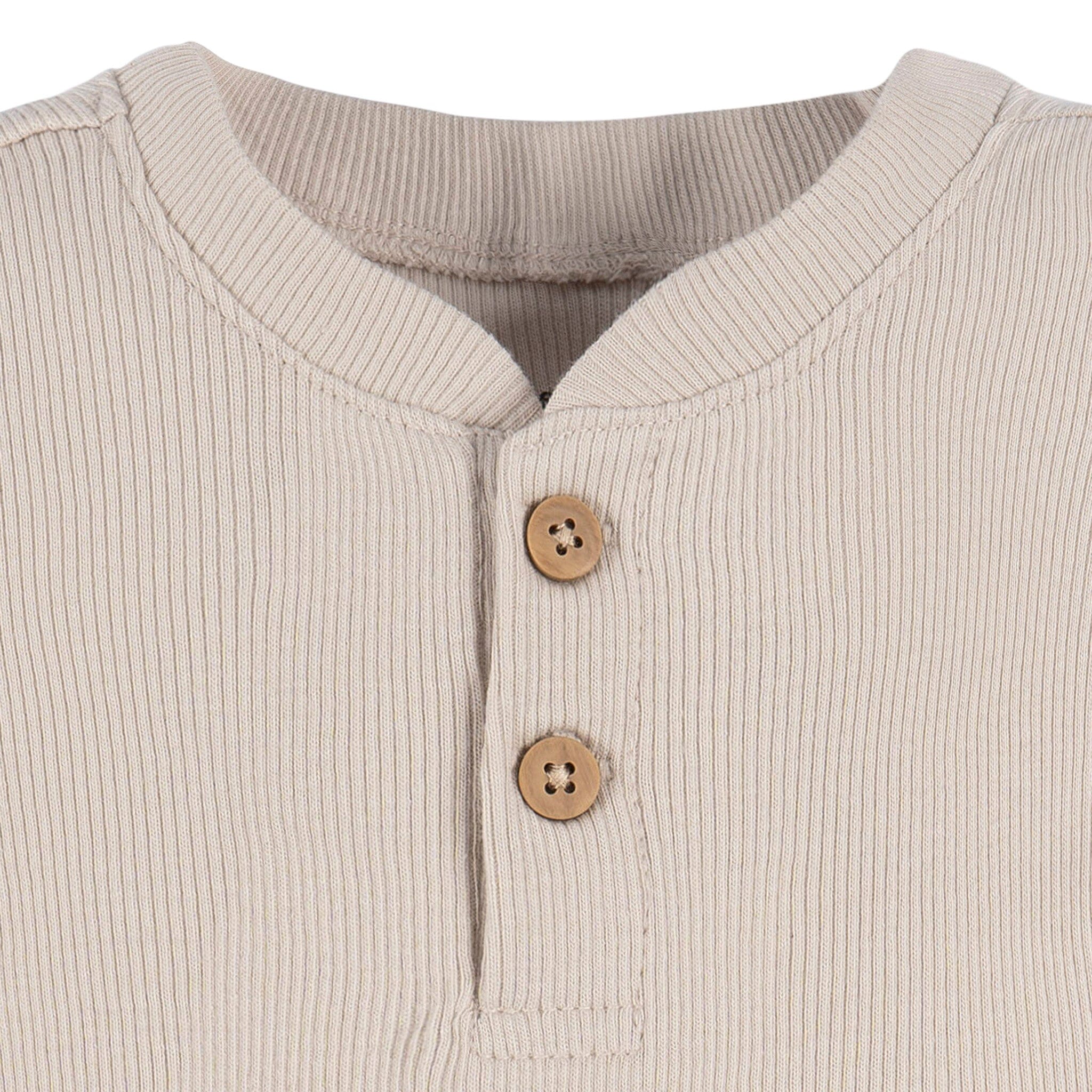 2-Piece Baby Boys Beige Bodysuit and Shorts Set