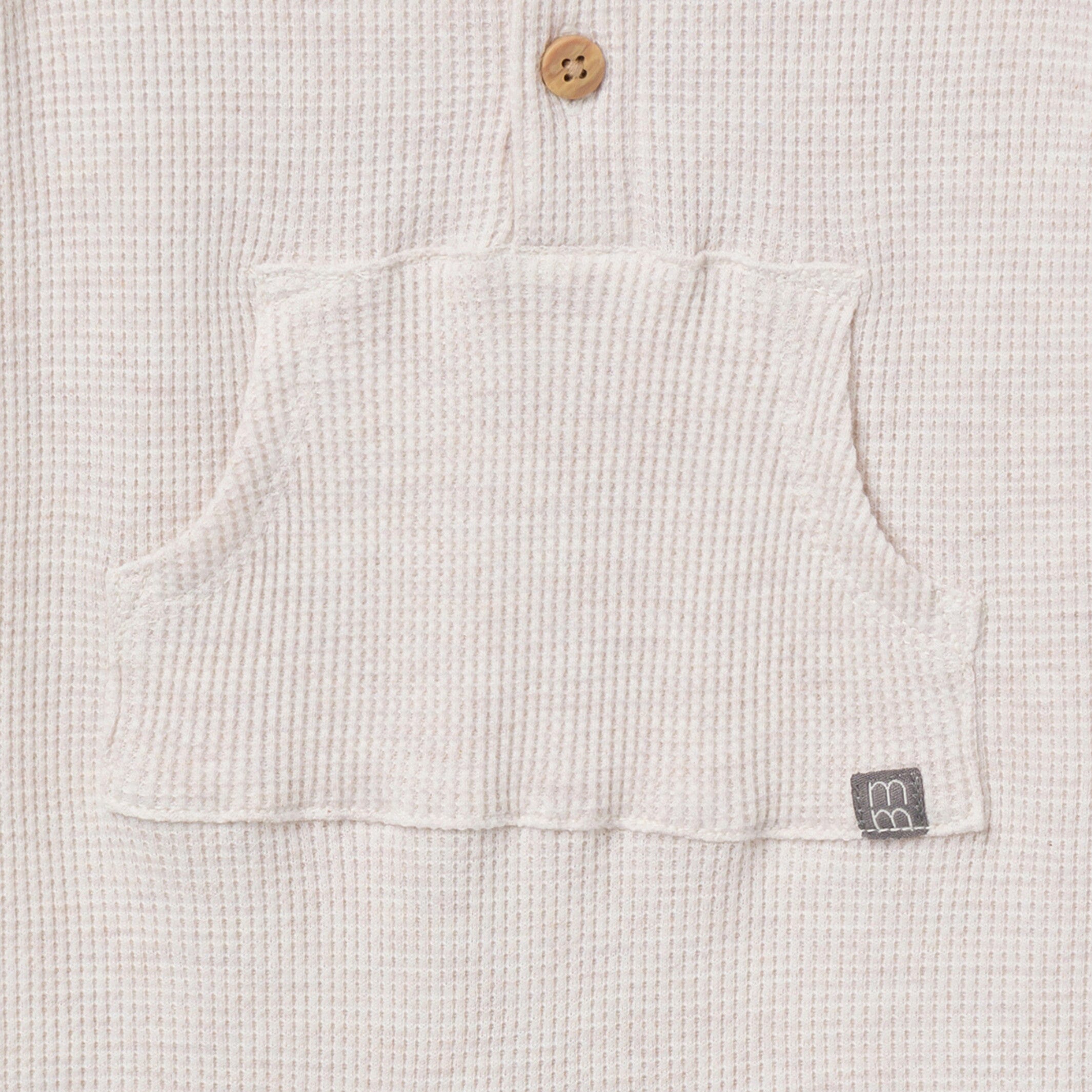 Baby Neutral Oatmeal Heather Kangaroo Pocket Waffle Romper