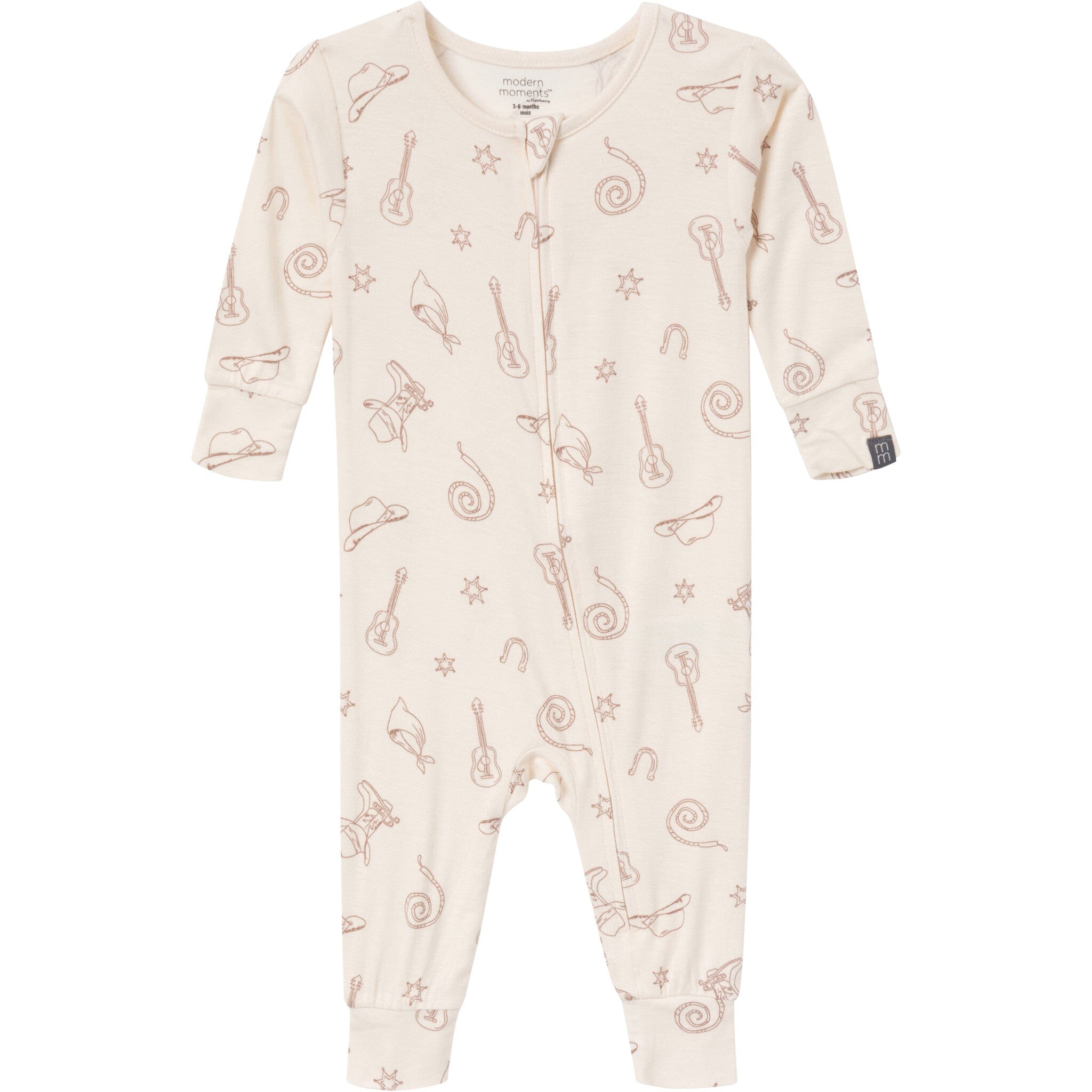 2-Pack Baby & Toddler Neutral Beige Cowboy Viscose Snug Fit Footless Pajamas