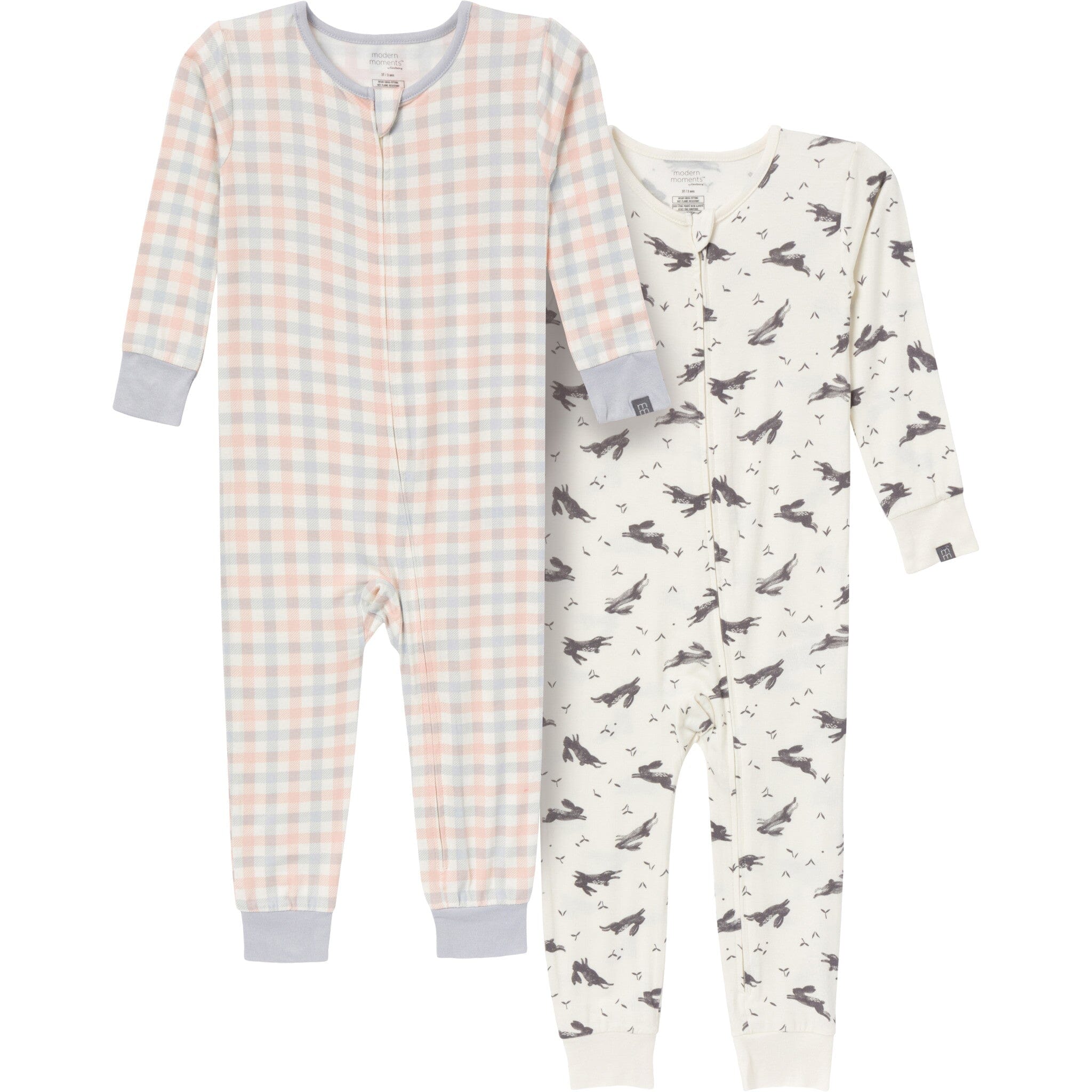 2-Pack Baby & Toddler Neutral Blue Plaid Viscose Snug Fitting Footless Pajamas