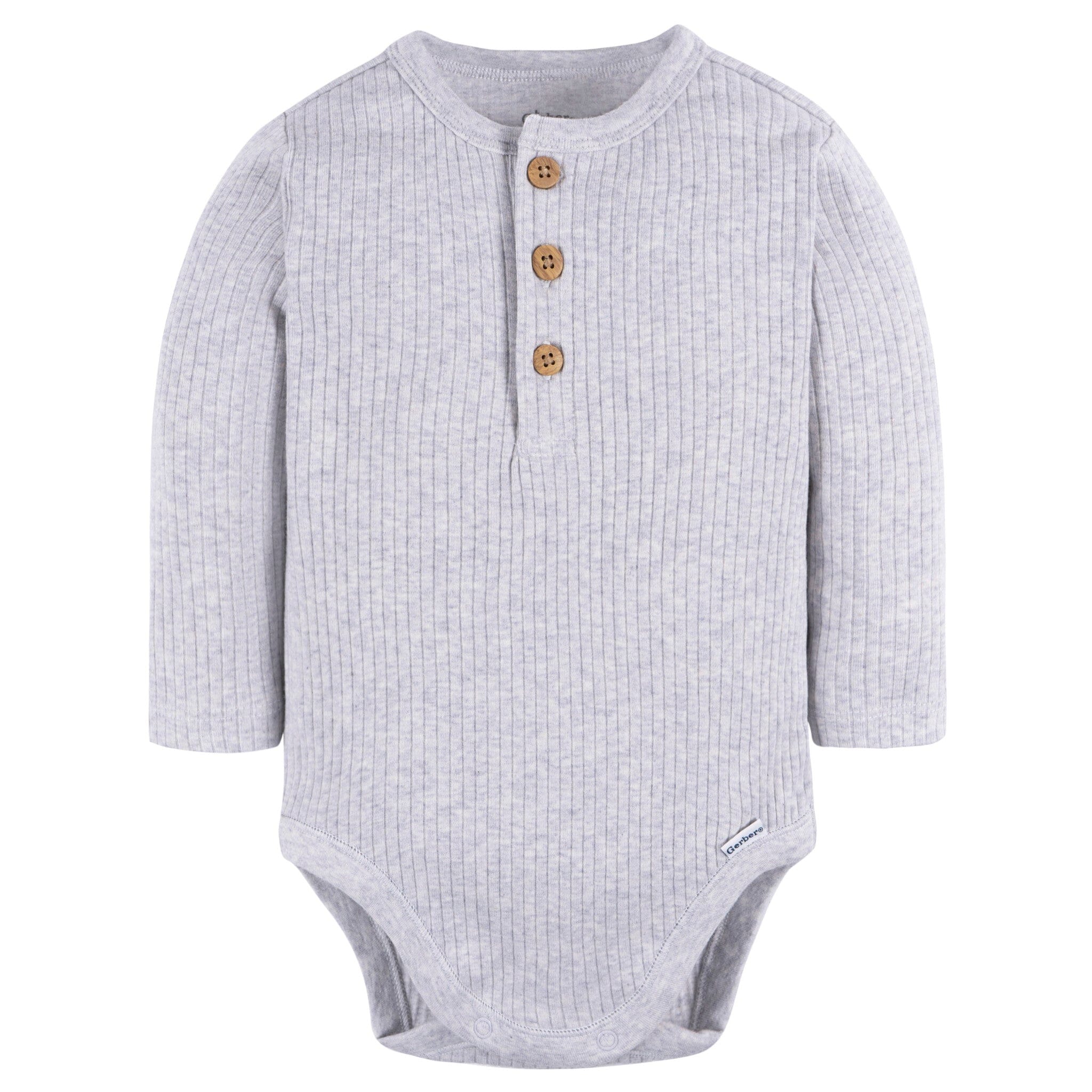 2-Pack Baby Boys Ivory & Grey Henley Onesies® Bodysuits