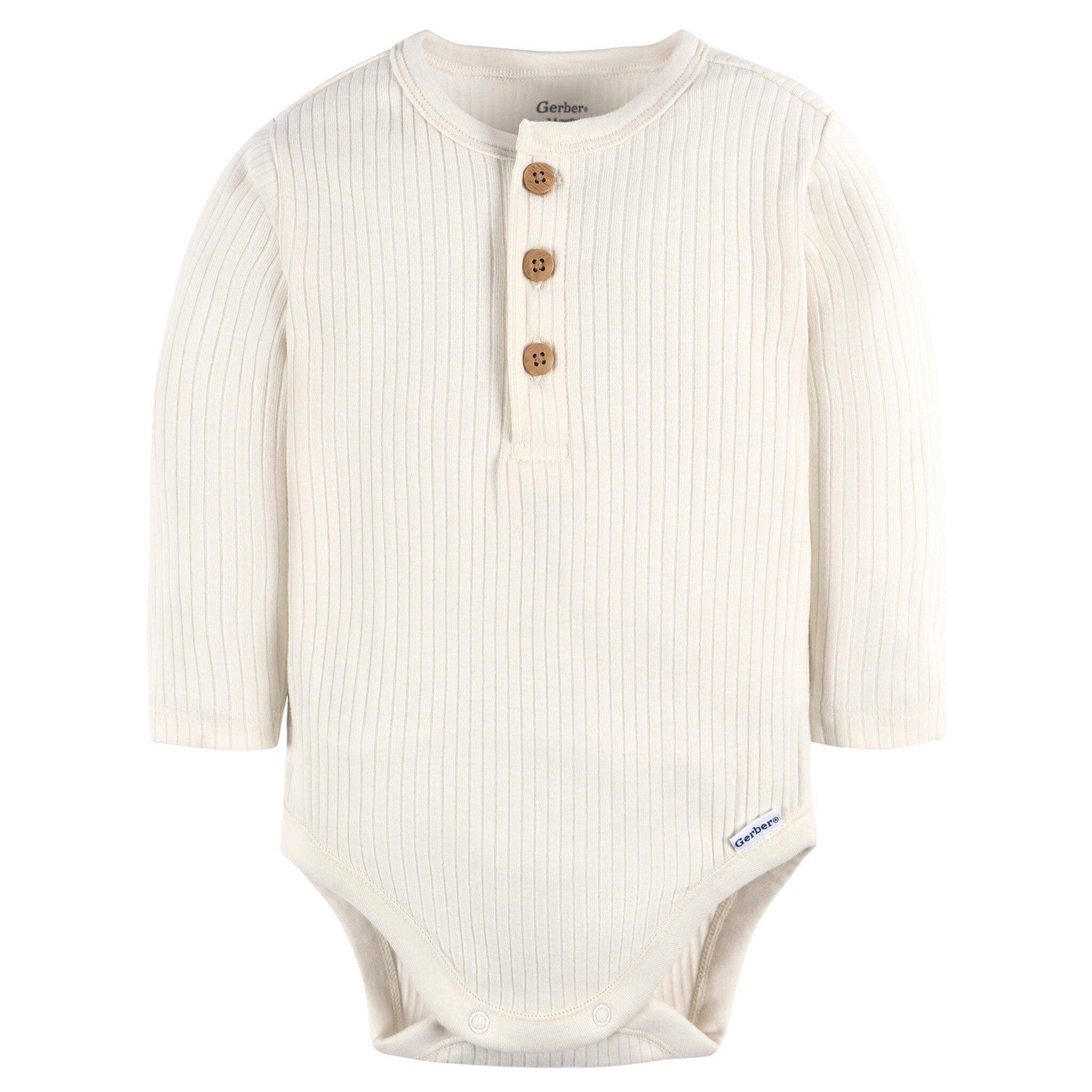 2-Pack Baby Boys Ivory & Grey Henley Onesies® Bodysuits