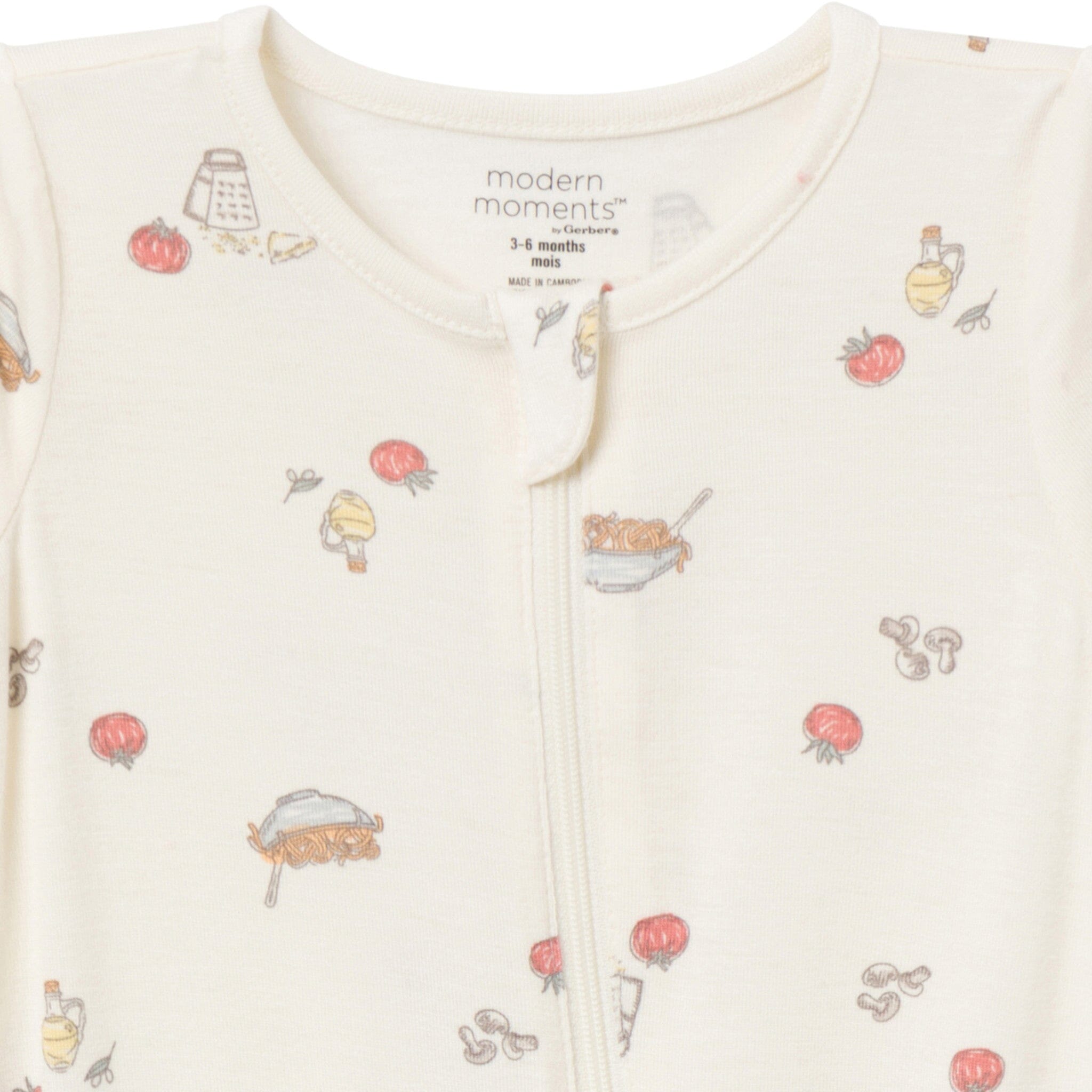 2-Pack Baby Neutral Pasta Dinner Zip Front Viscose Rompers